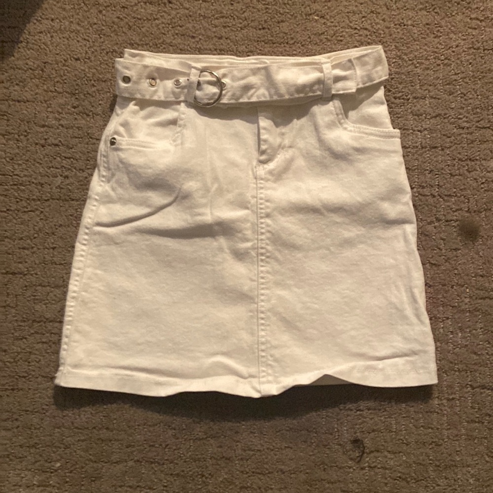 White mini jean skirt